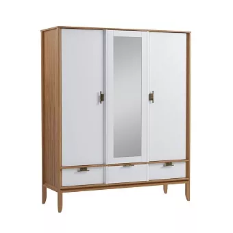 Шкаф 3х дверный Бридж с зеркалом браун/белый лак купить в Москве - фото №1