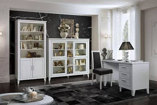 Набор мебели для кабинета Амадей (Слоновая кость с серебром) купить в Москве - фото №1