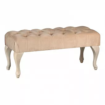 Банкетка с каретной стяжкой  велюр бежевый купить в Москве - фото №1
