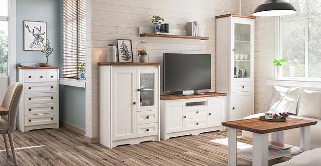 Набор мебели для гостиной Тиволи 1 (Белый структурный/ Дуб стирлинг) купить в Москве - фото №1