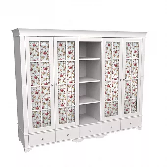 Шкаф 5-ти дверный с 4 стеклянными дверями и полками Бейли купить в Москве - фото №1