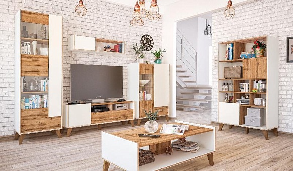 Набор мебели для гостиной Сканди (Белый/Дуб Вотан) купить в Москве - фото №1