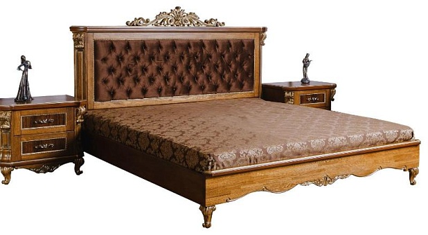 Кровать двойная "Альба 16/1пк" П 524.05/1к палисандр (с зол., с сер.) купить в Москве - фото №1