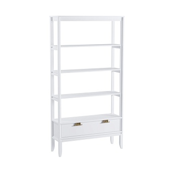 Стеллаж Бридж сквозной широкий с 1 ящиком (стеллаж 001) белый лак купить в Москве - фото №1