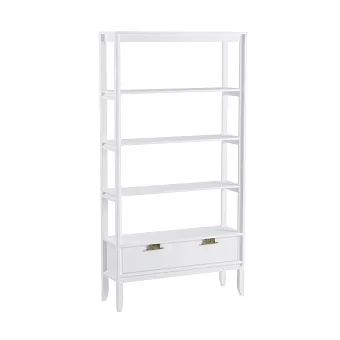 Стеллаж Бридж сквозной широкий с 1 ящиком (стеллаж 001) белый лак купить в Москве - фото №1