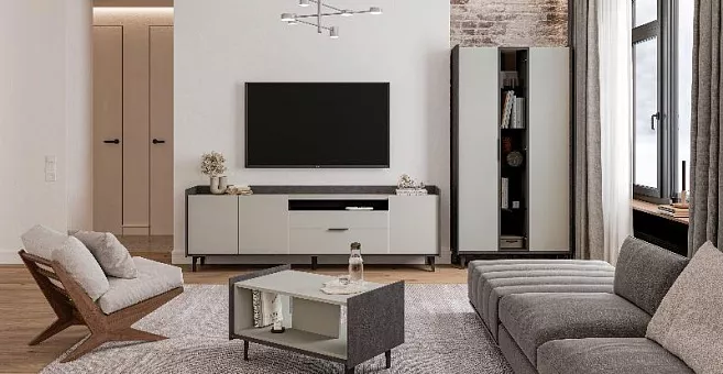 Набор мебели для гостиной Модена 1 (Лунный камень/ Металл Бруклин) купить в Москве - фото №1