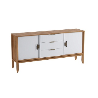 Комод Бридж 2 двери 3 ящика (тумба 23) браун/белый лак купить в Москве - фото №1