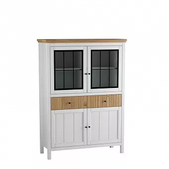 Тумба Сканди 222СТЧ стеклянные и глухие двери белый/антик купить в Москве - фото №1