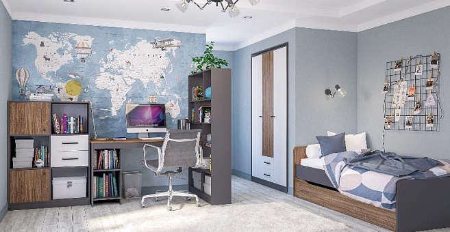 Набор мебели для спальни Мальма 2 (Графит/Белый+Дуб Стирлинг) купить в Москве - фото №1