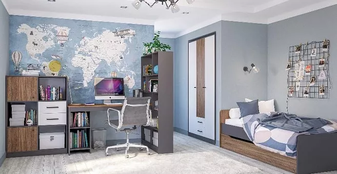 Набор мебели для спальни Мальма 2 (Графит/Белый+Дуб Стирлинг) купить в Москве - фото №1