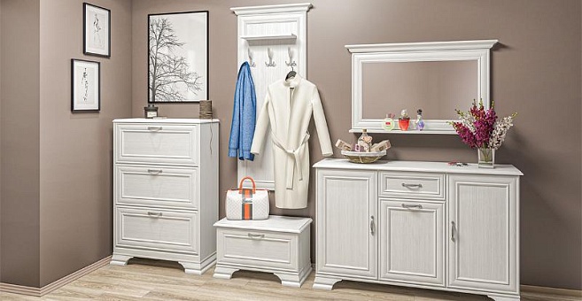 Набор мебели для прихожей Юнона (Белый структурный) купить в Москве - фото №1