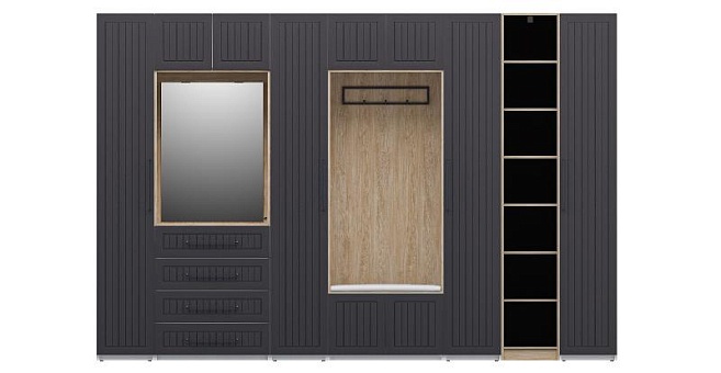 Набор мебели для прихожей Отис П6 МДФ/ПВХ (Графит) купить в Москве - фото №1