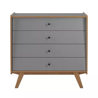 Комод Винтаж 4 ящика серый лак/браун купить в Москве - фото №1