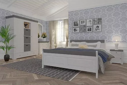 Набор мебели для спальни Бейли 4 (цвет белый воск+серый воск) купить в Москве - фото №1