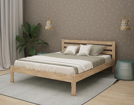 Кровать полутороспальная Норвегия-2 из массива дуба купить в Москве - фото №1