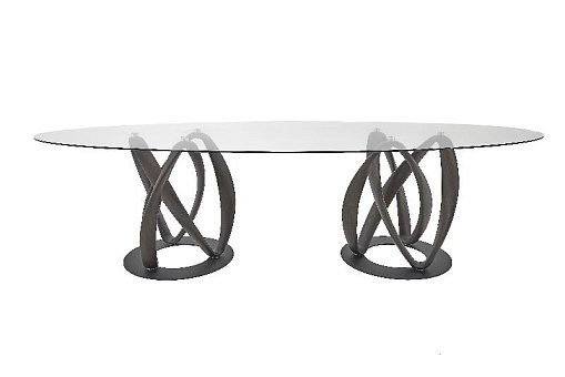 Стол прямоугольный двойной Инфинити (стекло 8 мм) 2200 массив дуба купить в Москве - фото №1