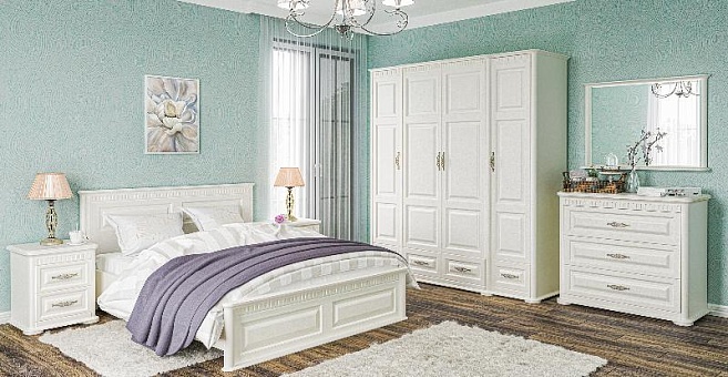 Набор мебели для спальни Марсель (Крем/Крем крашеное дерево) купить в Москве - фото №1