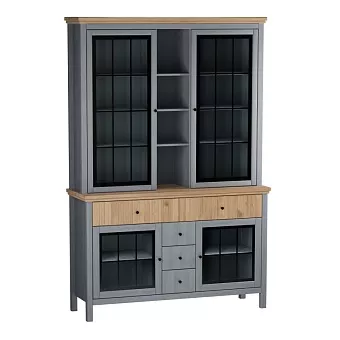 Буфет Сканди стеклянные двери серый 7046/антик купить в Москве - фото №1