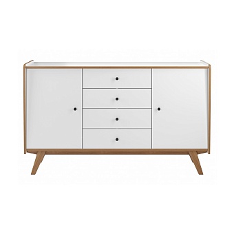 Комод Винтаж 2 двери 4 ящика белый лак/браун купить в Москве - фото №1