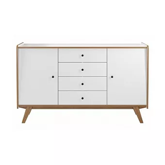 Комод Винтаж 2 двери 4 ящика белый лак/браун купить в Москве - фото №1