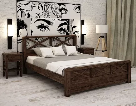 Кровать полутороспальная Скандинавия из массива дуба купить в Москве - фото №1