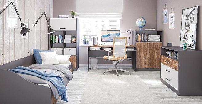 Набор мебели для спальни Мальма 3 (Графит/Белый+Дуб Стирлинг) купить в Москве - фото №1