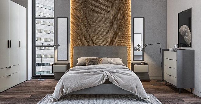 Набор мебели для спальни Модена (Лунный камень/ Металл Бруклин) купить в Москве - фото №1