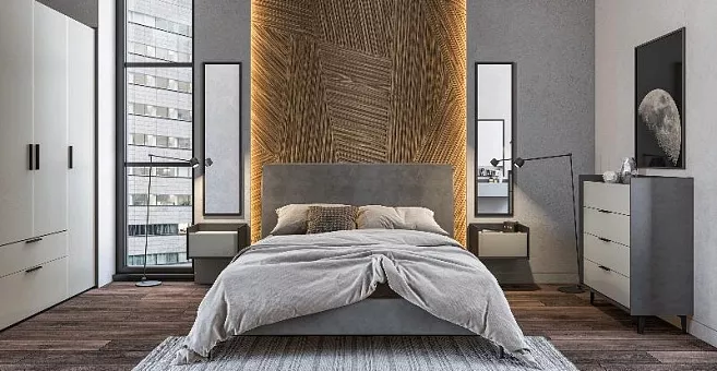 Набор мебели для спальни Модена (Лунный камень/ Металл Бруклин) купить в Москве - фото №1