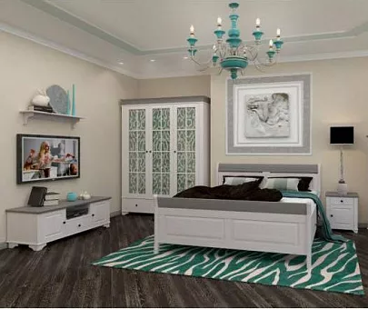 Набор мебели для спальни Бейли 3 (цвет белый воск+серый воск) купить в Москве - фото №1