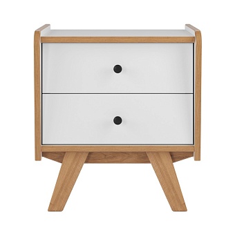 Тумба прикроватная Винтаж 2 ящика белый лак/браун купить в Москве - фото №1