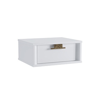 Тумба прикроватная Бридж подвесная с 1 ящиком (полка навесная 480) белый лак купить в Москве - фото №1