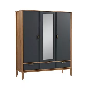 Шкаф 3х дверный Бридж с зеркалом браун/серый 7012 купить в Москве - фото №1